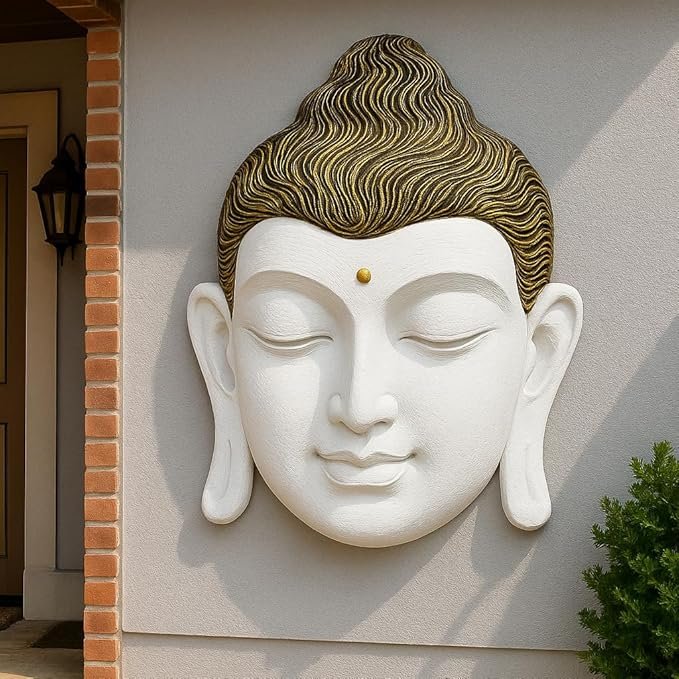 Big Buddha Statue Wall Hanging 2ft antique brass finish